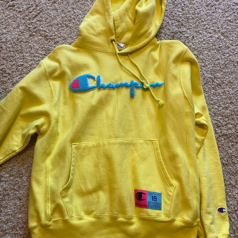 highlight yellow champion hoodie